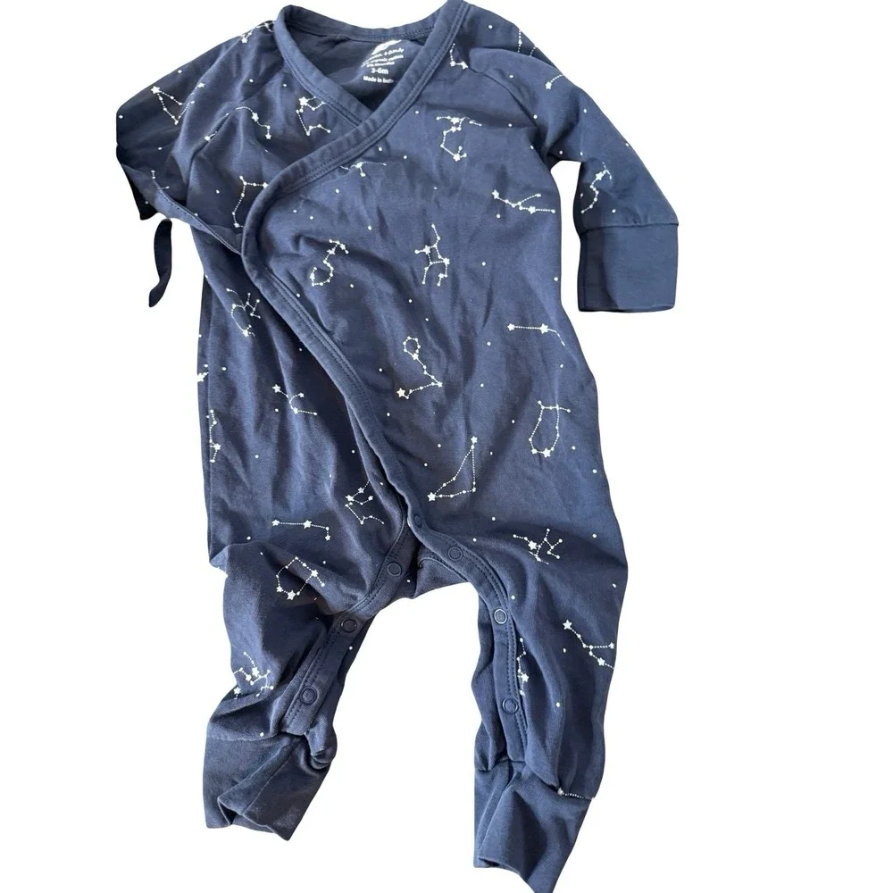 Lot of‎ 2 infant sleepers blue stars galaxy Nordstrom's teal stars 3 months 3-6